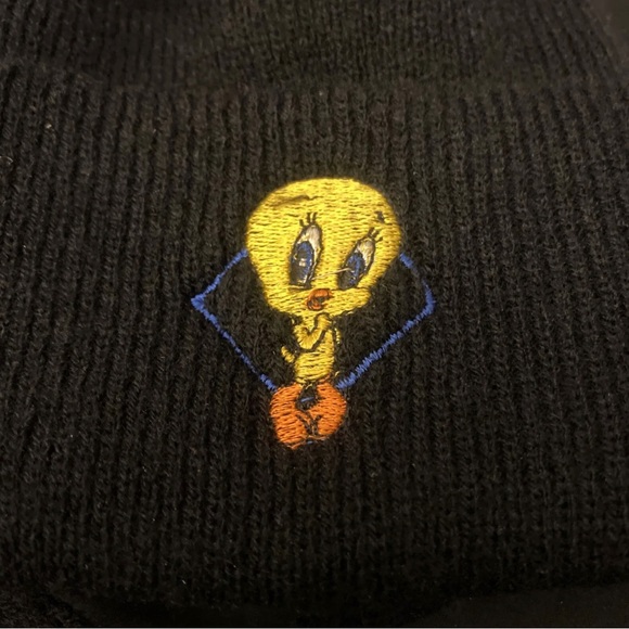 Vintage Baby Looney Tunes Tweety Bird Beanie Hat Baby Childs Knit Black 1998 - Picture 4 of 6